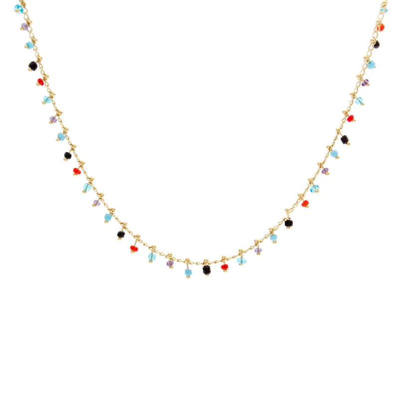 Ladies rings diamond accents-Multi Color Beads Necklace