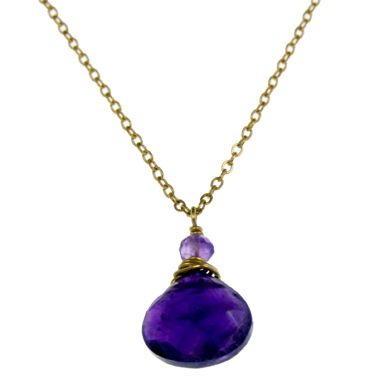 Ladies rings designer labels-Amethyst One Drop Necklace