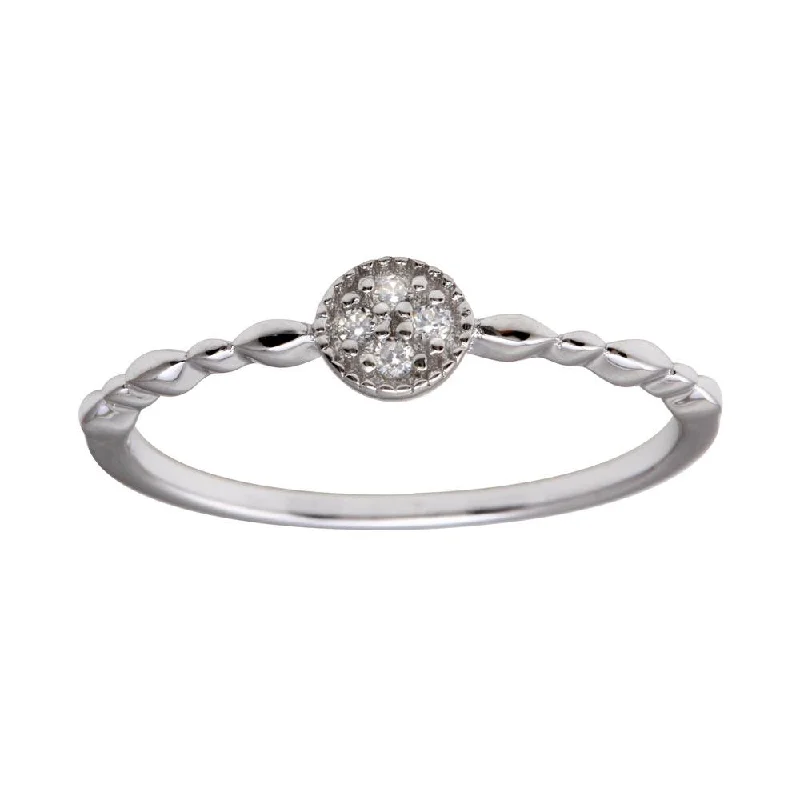 Ladies rings gold designs-Rhodium Plated 925 Sterling Silver Round Shape 4 Clear CZ Ring - BGR01228CLR