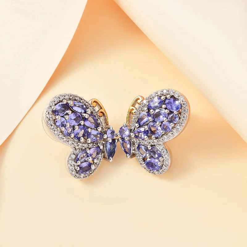 Ladies earrings sale offers-Tanzanite Butterfly Earrings