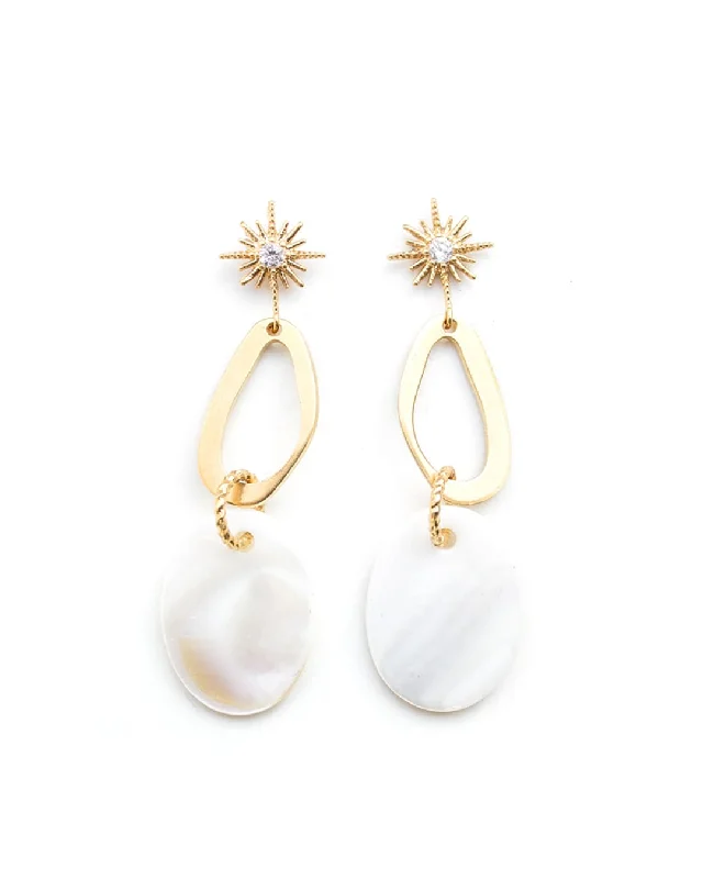 Ladies earrings minimalist trends-Milky Gold Earrings