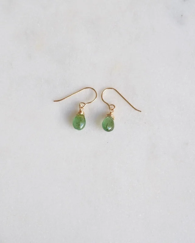 Ladies earrings matching pairs-Mini emerald earrings