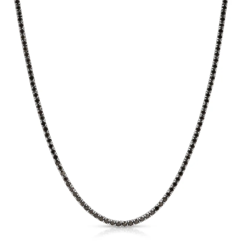 Ladies rings floral accents-Black Diamond Tennis Necklace