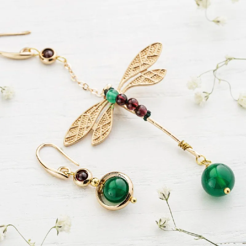 Ladies earrings sister sets-Vintage Dragonfly Earrings