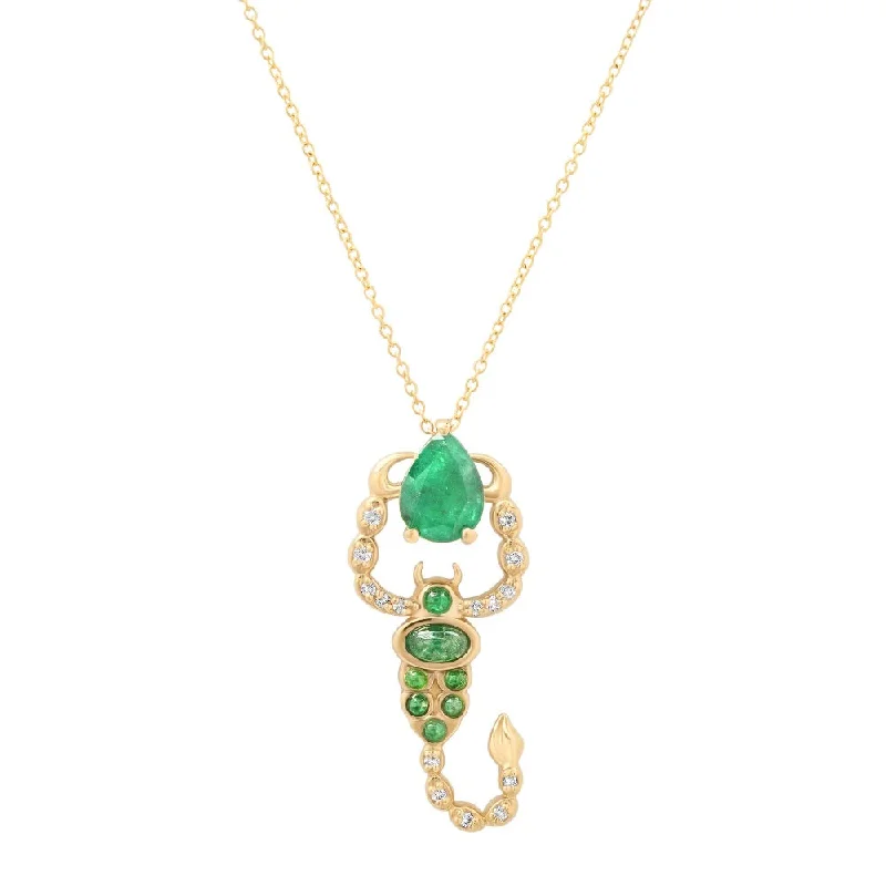 Ladies rings fashion trends-Emerald Scorpion Necklace