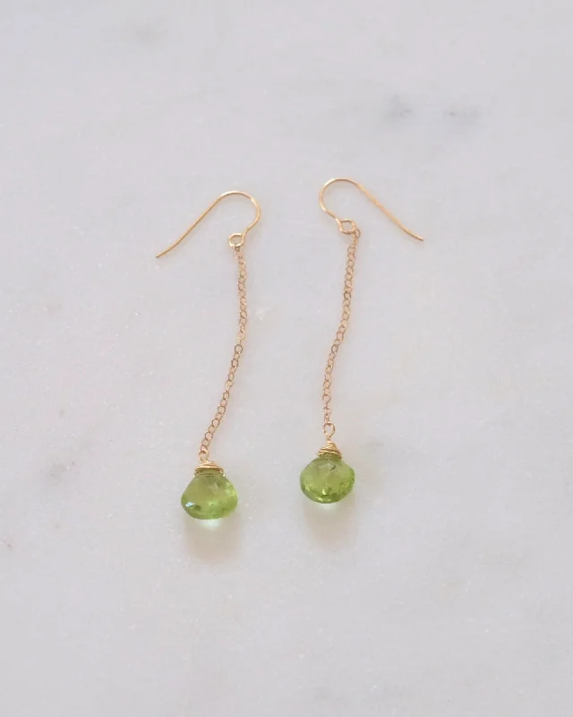 Ladies earrings fashion picks-Peridot Drop Earrings