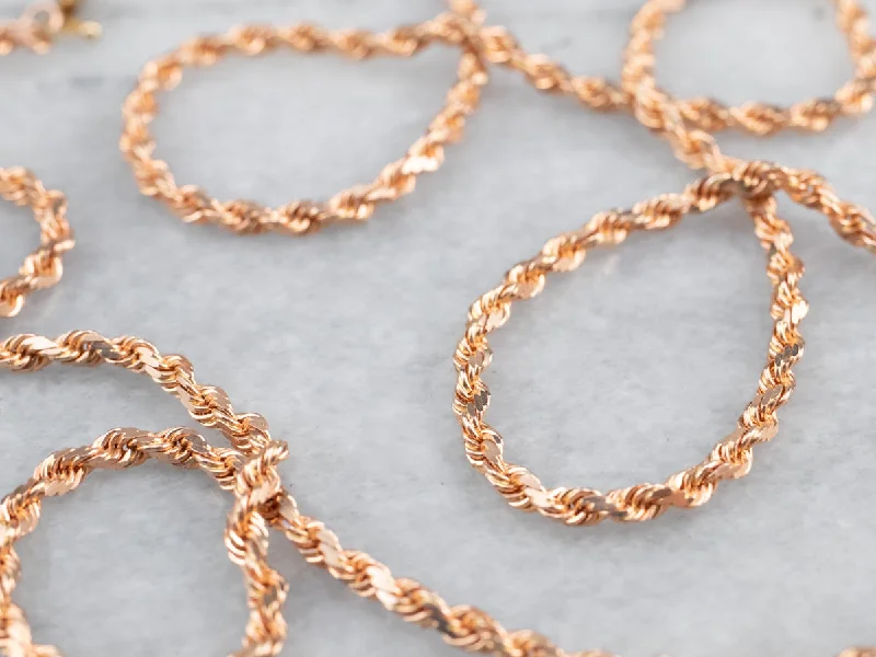 Ladies rings limited editions-14K Rose Gold Rope Chain Necklace