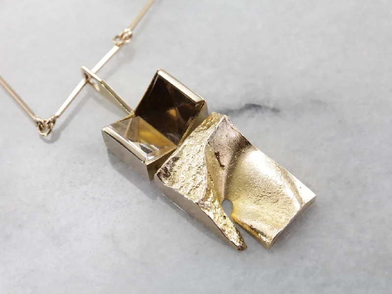 Ladies rings investment value-Finnish Modernist Necklace with Abstract Quartz Pendant