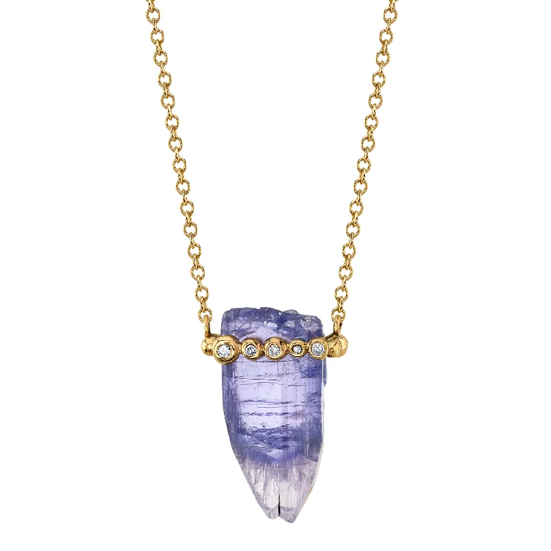 Ladies rings investment value-Tanzanite Crystal Necklace with Diamonds