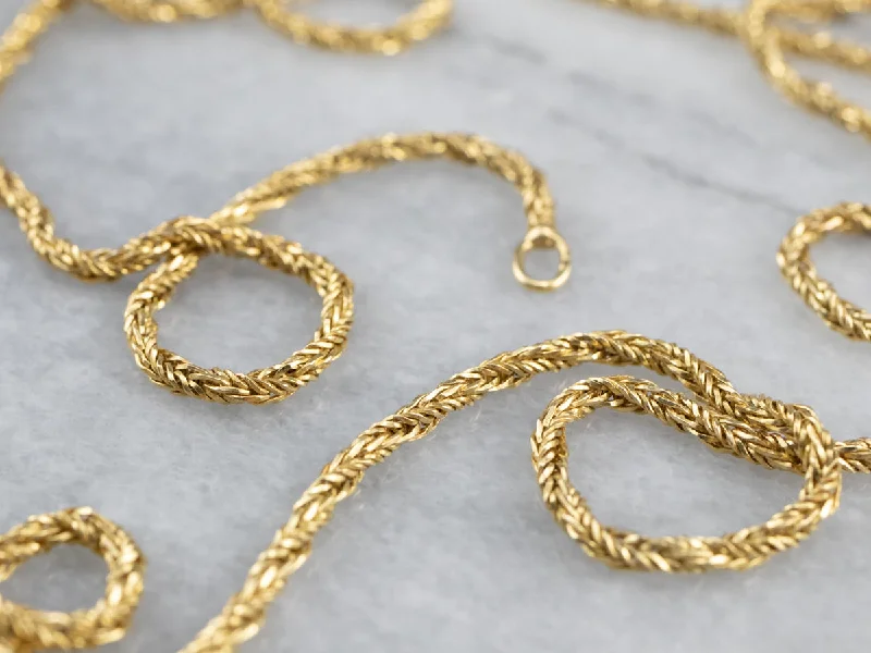 Ladies rings everyday wear-18K Gold Twisted Wheat Chain Necklace