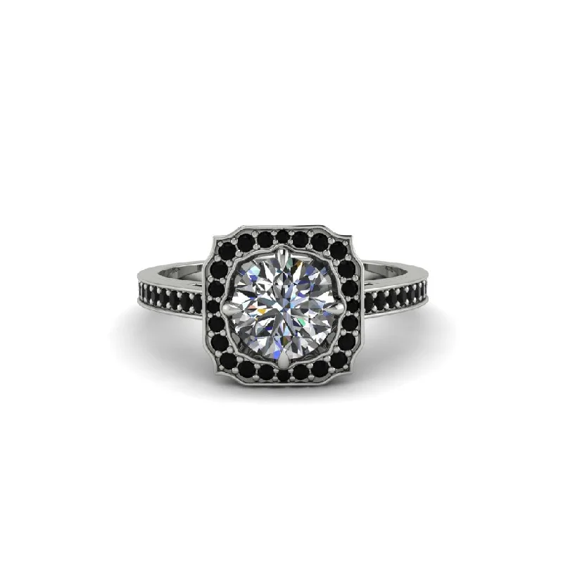 Ladies engagement rings eco-friendly-Diamond Cathedral Halo Engagement Ring - Luciana No. 33