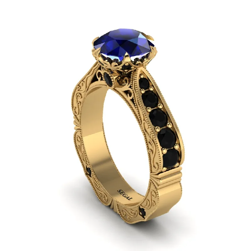 Ladies engagement rings heirloom pieces-Sapphire Victorian Scroll Engagement Ring - Kehlani No. 43