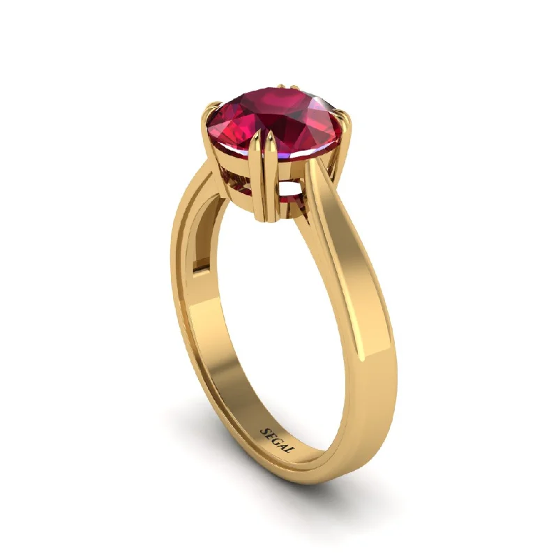 Ladies engagement rings luxury brands-Ruby 14K Gold Solitaire Engagement Ring - Allie No. 10