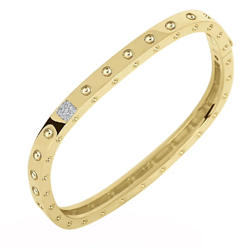 Ladies bracelets engraved names-Roberto Coin Pois Moi 18K Yellow Gold Single Row Diamond Cuff Bracelet