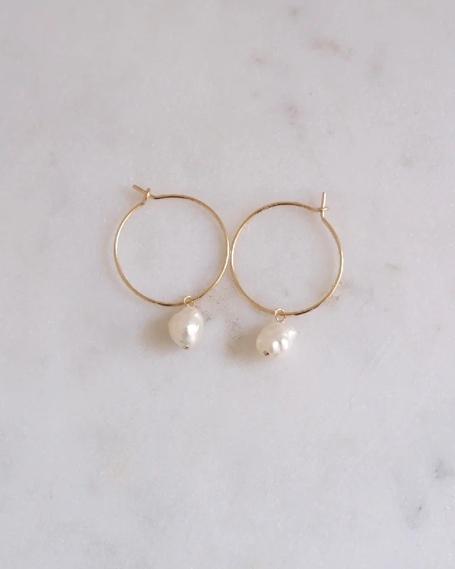 Ladies earrings European charm-Petite Keshi Classic Hoop Earrings