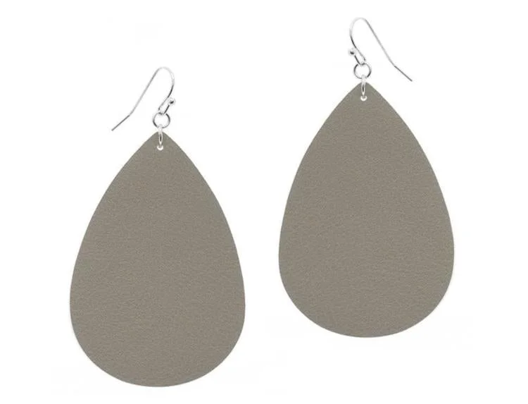 Ladies earrings Christmas styles-SILVER FAUX LEATHER DROP EARRINGS