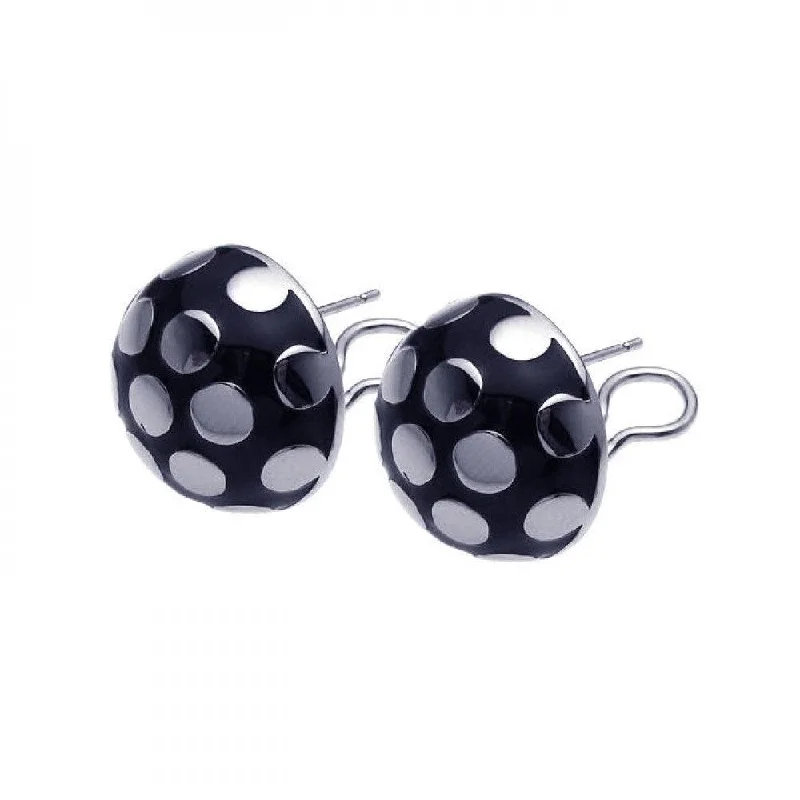 Ladies earrings worldwide styles-Clearance-Silver 925 Rhodium Plated Black Enamel Lady Bug Lever Back Earrings - BGE00101