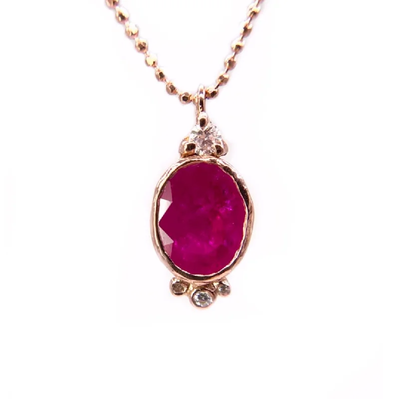 Ladies rings ruby stones-Ruby Oval Necklace