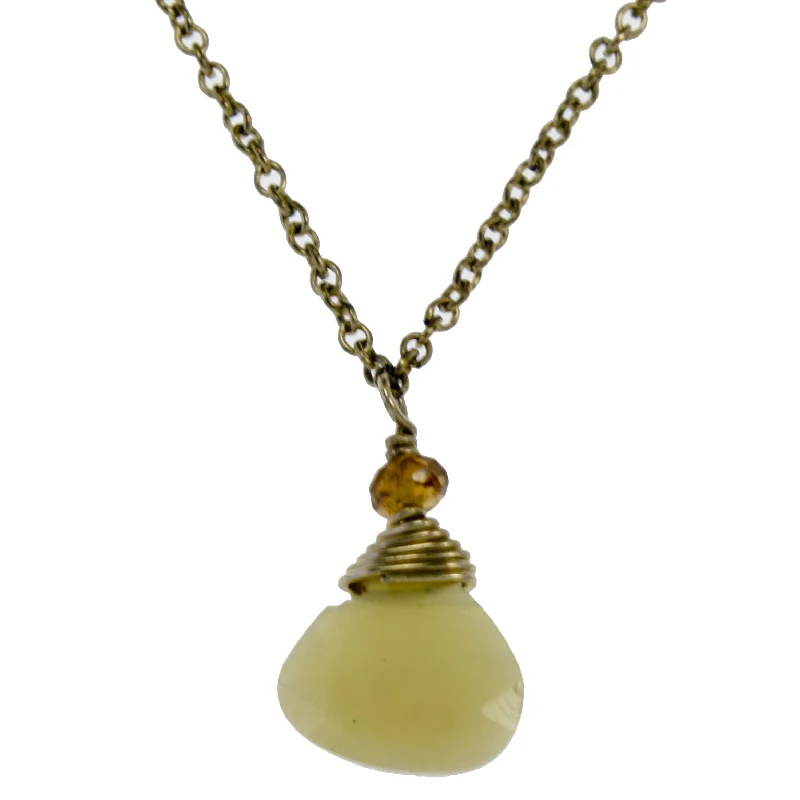 Ladies rings viral designs-Yellow Opal One Drop Necklace