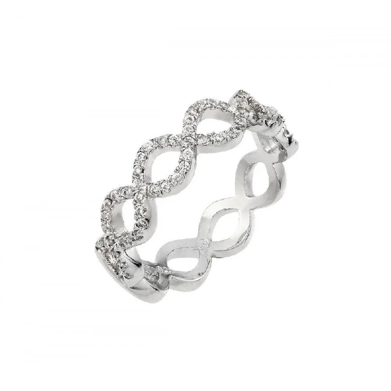 Ladies rings minimalist looks-Silver 925 Rhodium Plated Infinity Eternity Ring - BGR00922