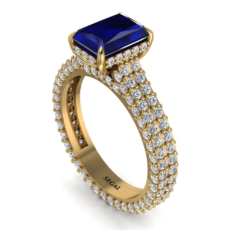 Ladies engagement rings social media trends-Radiant Cut Sapphire Pave Engagement Ring - Kenzie No. 13