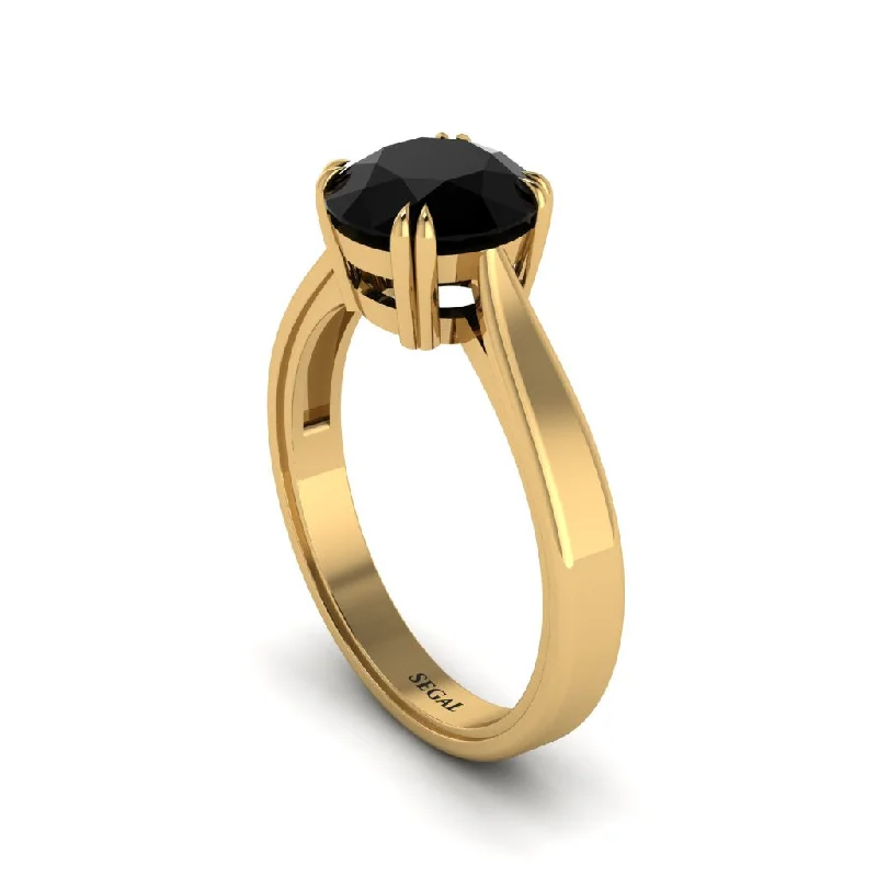 Ladies engagement rings solitaire stones-Black Diamond 14K Gold Solitaire Engagement Ring - Allie No. 7