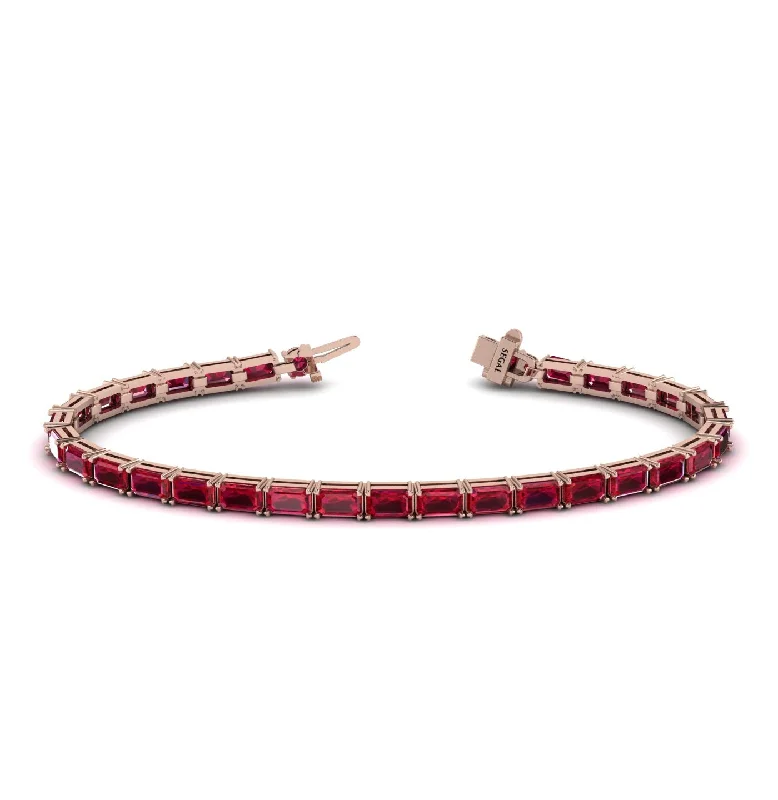 Ladies bracelets creative pieces-Emerald Cut Ruby Tennis Bracelet - Rachel No. 11