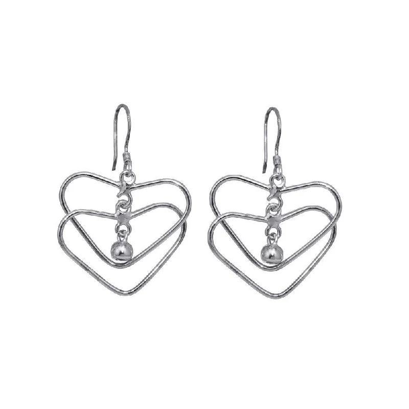 Ladies earrings social media picks-Silver 925 Rhodium Plated Open Cross Heart Dangling Hook Earrings - DSE00059