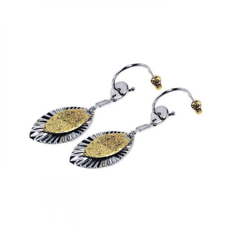 Ladies earrings jade details-Clearance-Silver 925 Rhodium Plated Marquis Sterling Gold Rhodium Plated Marquis CZ Round Hook Earrings - STE00232