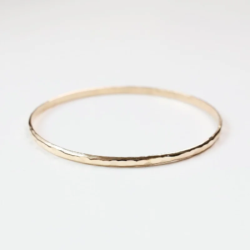 Ladies bracelets gothic charm-Hammered Gold Filled Bangle Bracelet