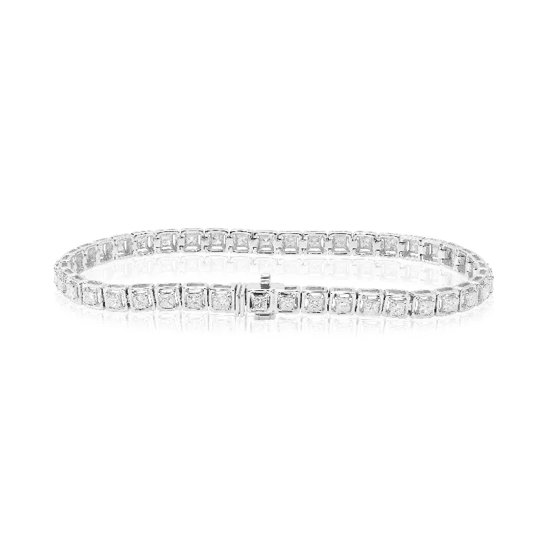 Ladies bracelets luxury choices-14k Princess Cut Diamond Bracelet