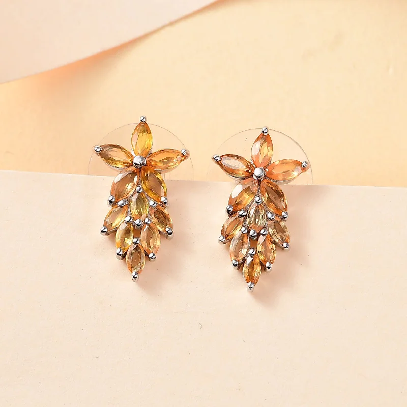 Ladies earrings boho flair-Yellow Sapphire Cascade Earrings