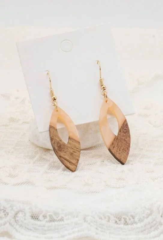 Ladies earrings anniversary picks-Beautiful Wood and Resin Oval Shaped Earrings