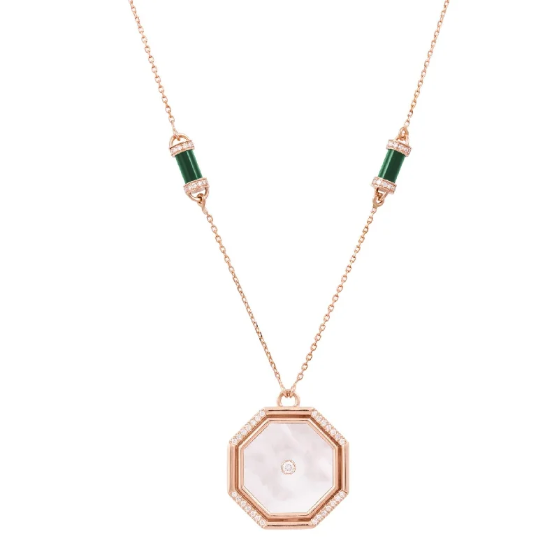 Ladies rings one-of-a-kind-Mother of Pearl Hexagon Amulet Necklace