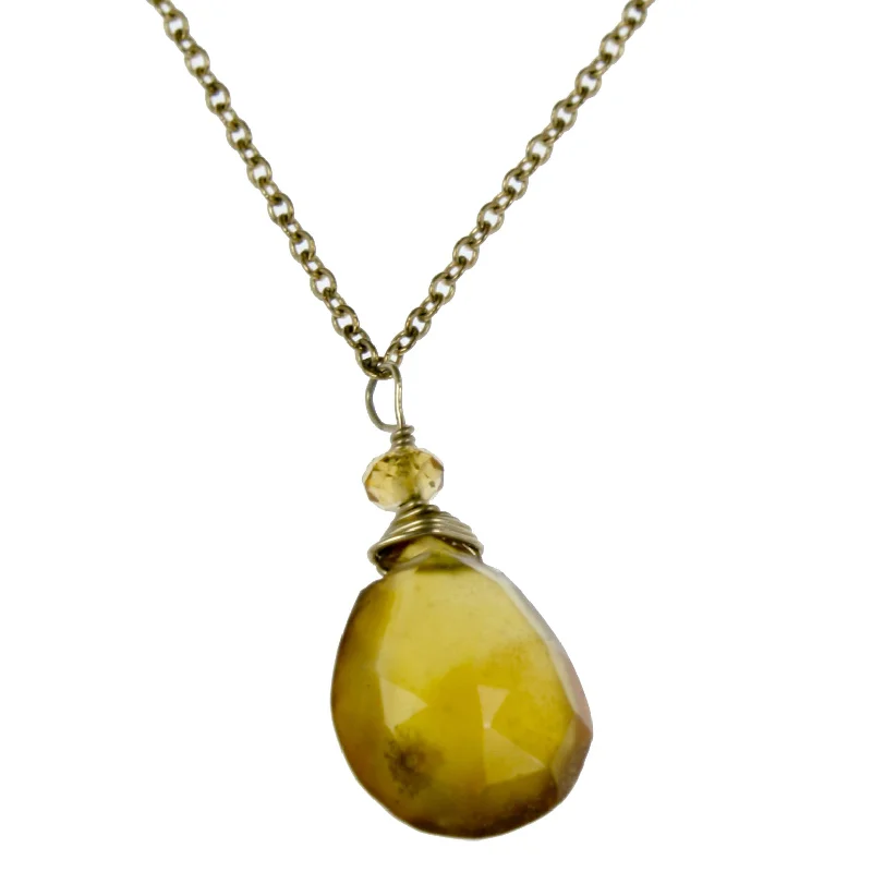 Ladies rings handmade designs-Yellow Chalcedony One Drop Necklace