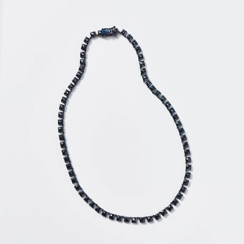 Ladies rings casual vibes-Mini Black Spinel Tile Rivière Necklace