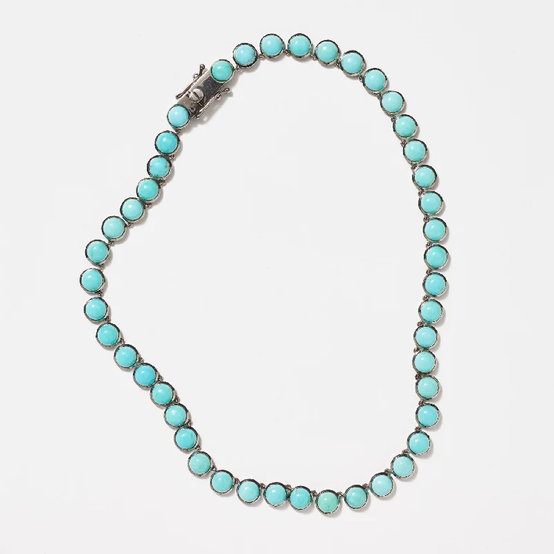 Ladies rings sapphire gems-Small Turquoise Dot Riviere Necklace