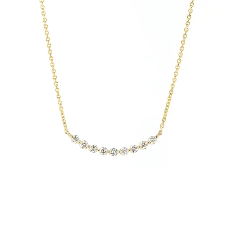 Ladies rings geometric patterns-0.64 ctw Diamond Curved Bar Necklace