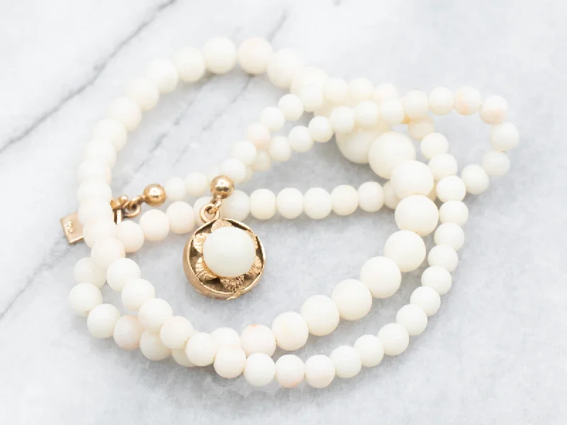 Ladies rings budget picks-Graduated White Coral Necklace