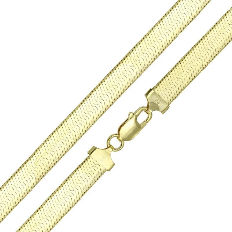 Ladies rings gift ideas-Gold Plated 925 Sterling Silver Herring Bone 100 Chain 9.4mm - CH386 GP