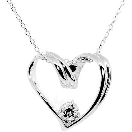 Ladies rings boho charm-Solitaire Swirl Heart Necklace