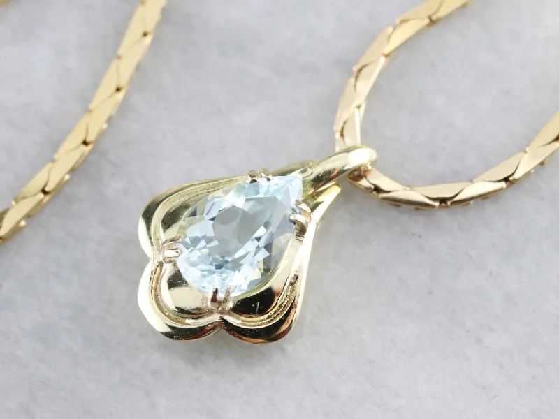 Ladies rings heart shapes-Yellow Gold Aquamarine Arrow Necklace