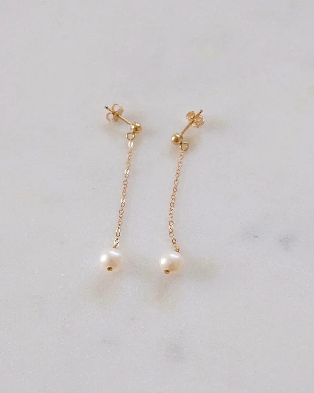 Ladies earrings e-commerce sites-Pearl Drop Stud Earrings