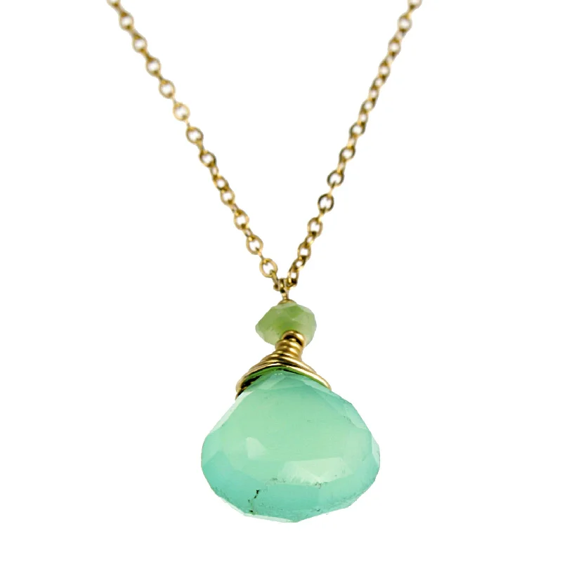 Ladies rings personalized-Chrysoprase One Drop Necklace