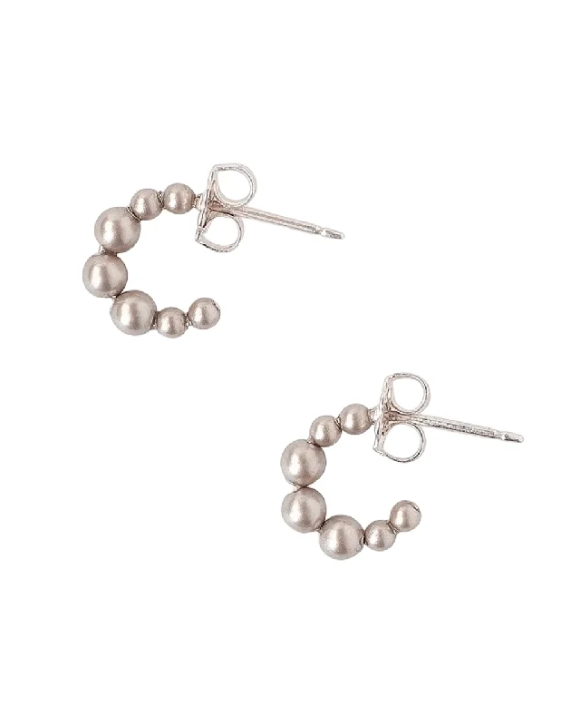 Ladies earrings latest designs-Mini Multi Pearl Hoop Earrings - Platinum