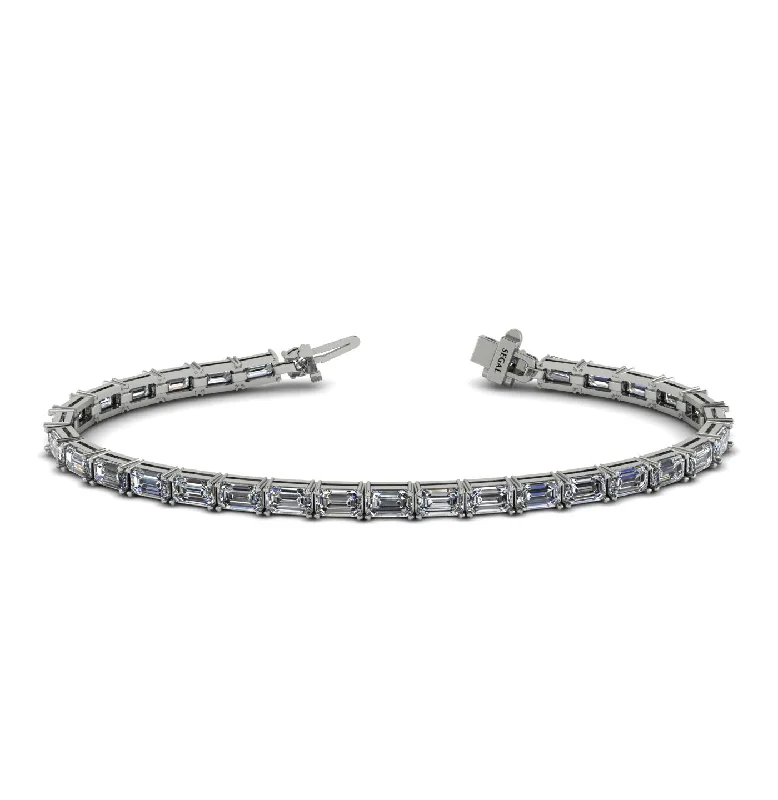 Ladies bracelets wedding elegance-Emerald Cut Diamond Tennis Bracelet - Rachel No. 3