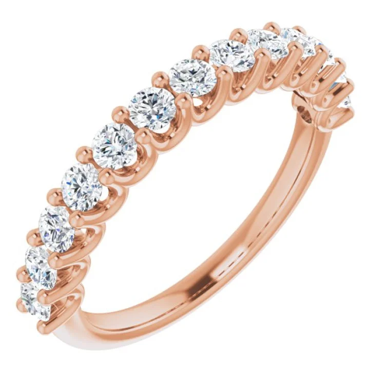 Ladies rings synthetic jewels-14K Rose 9/10 CTW Lab-Grown Diamond Anniversary Band