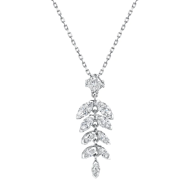 Ladies rings casual vibes-Diamond Leaf Pendant Necklace