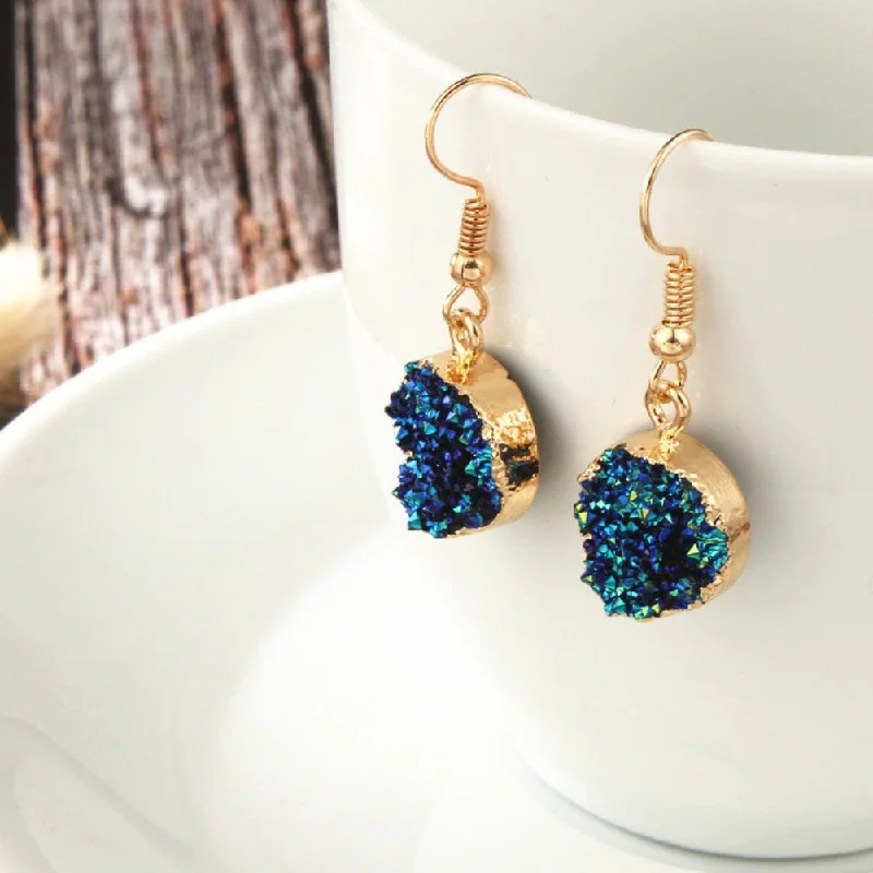 Ladies earrings chandelier looks-Druzy Rainbow Quartz Earrings