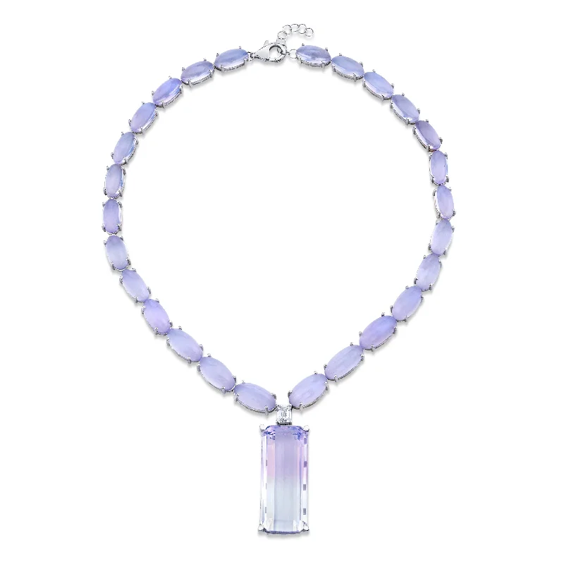 Ladies rings custom pieces-Lavender Quartz Waterfall Necklace